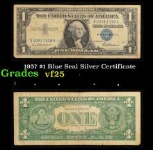 1957 $1 Blue Seal Silver Certificate Grades vf+