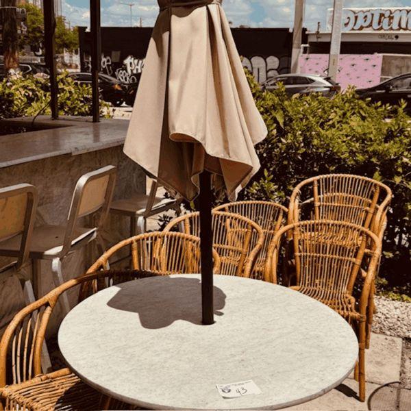 Marble Table with Umbrella