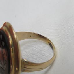 Antique Pietra Dura Ring size 9 1/2