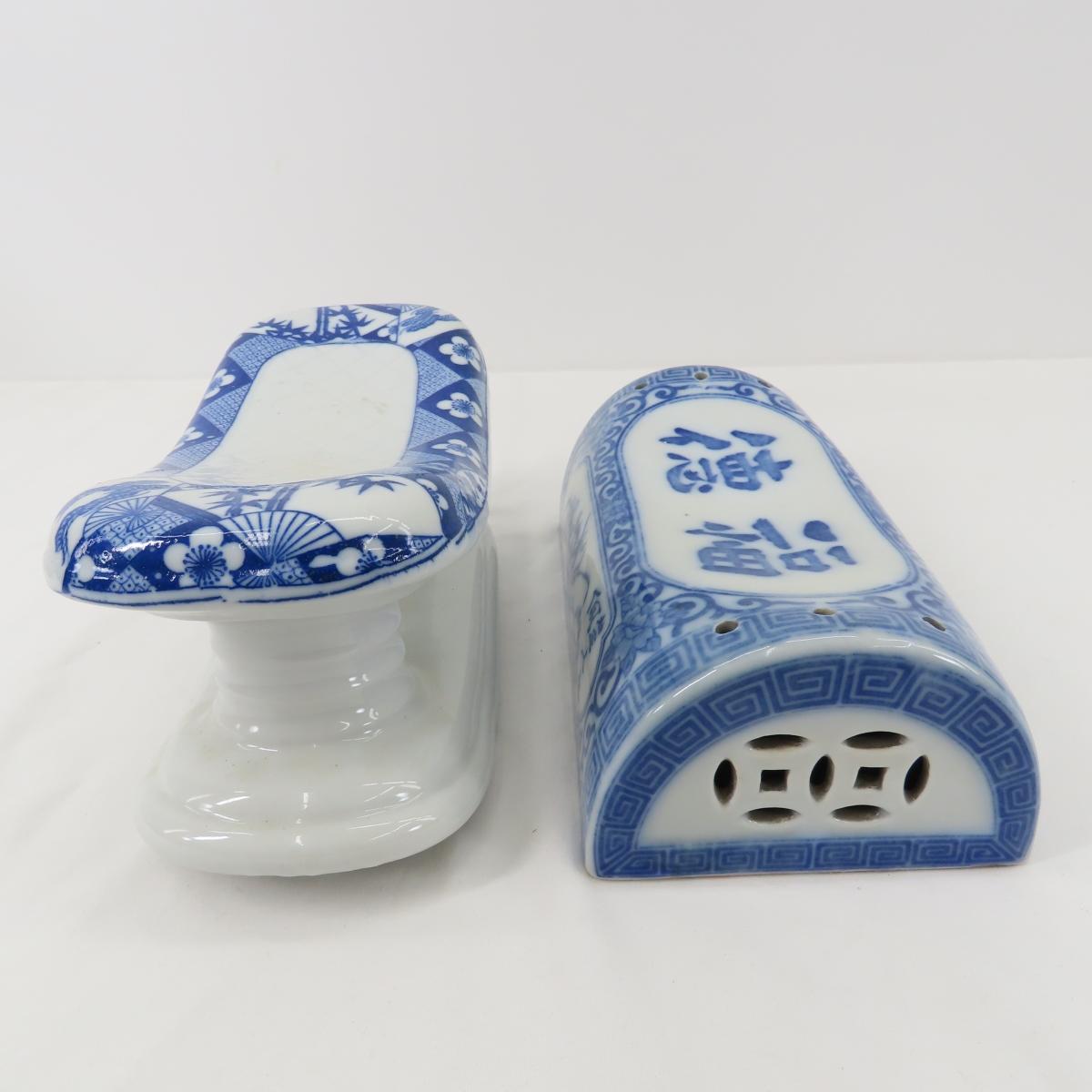 Porcelain head rests, enamel vases & more