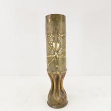 Brass Shell Trench Art Vase 13.5"