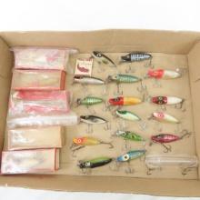 Vintage fishing lures & a few empty boxes