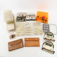 Vintage fly fishing lures, fly wallets and gear