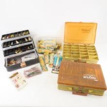 3 Vintage tackle boxes with lures and gear