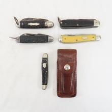 5 Pocket Knives- 1 with Sheath- Imperial, Camillus
