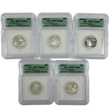 Lot of 5 certified silver proof 2004-S U.S. state quarters