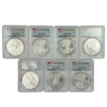 Lot of 4 certified emergency production 2021(P) type 1 U.S. American Eagle silver dollars