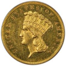 Certified 1867 U.S. $3 princess gold coin