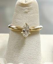 14K GOLD .40CT MARQUISE DIAMOND RING SIZE 6