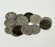 LOT OF 15 SILVER DIMES