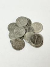 LOT OF 15 SILVER DIMES