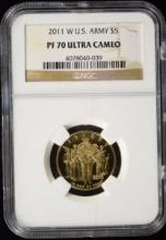 2011-W $5 Gold US Army NGC PF-70 Ultra Cameo
