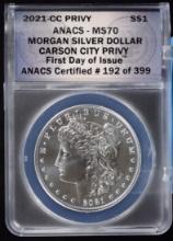 2021-CC Privy ANACS MS-70 Morgan Dollar 1st Day