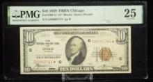 1929 $10 FRBN Chicago Star G PMG25 VF