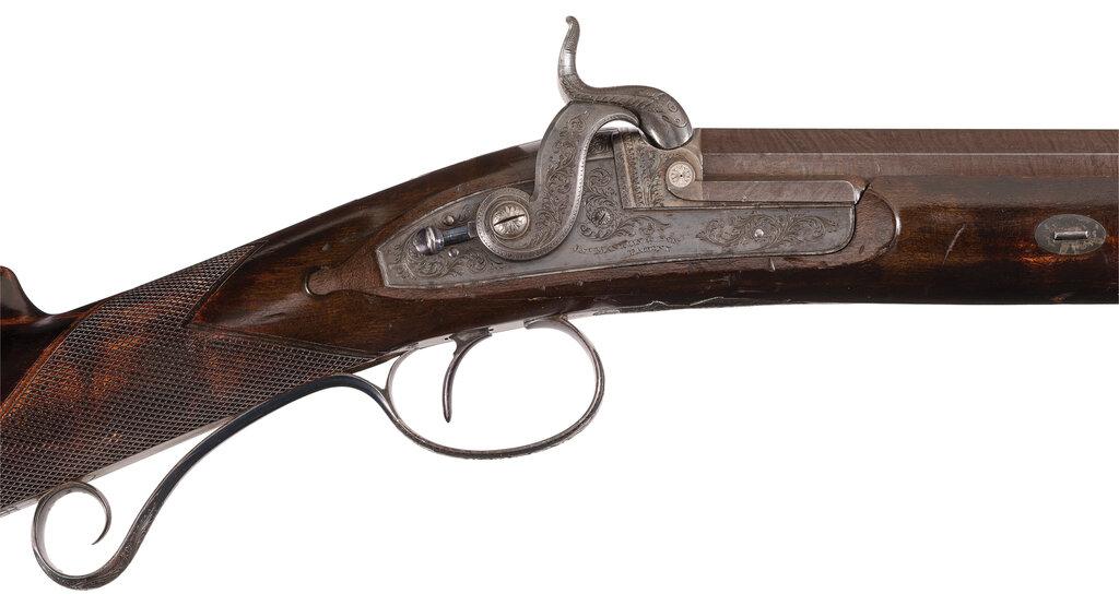 Cased Engraved John Manton & Son Percussion Rifle