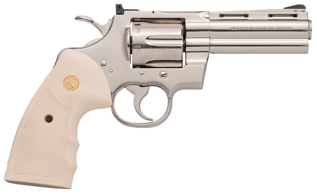 Nickel Colt Python Double Action Revolver with Box and Case