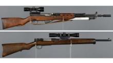 Two Military Rifles with Scopes