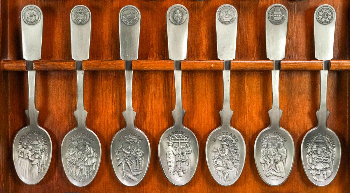 Franklin Mint 13 Colonies Pewter Spoon Collection Set