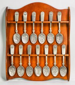 Franklin Mint 13 Colonies Pewter Spoon Collection Set