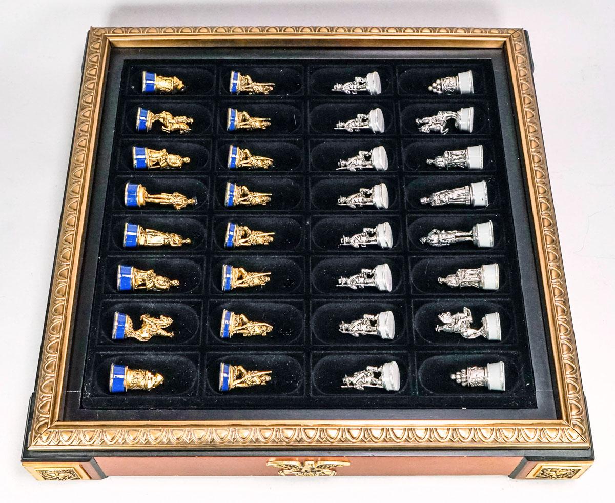 Franklin Mint Gold & Silver Edition Civil War Chess Set /Board