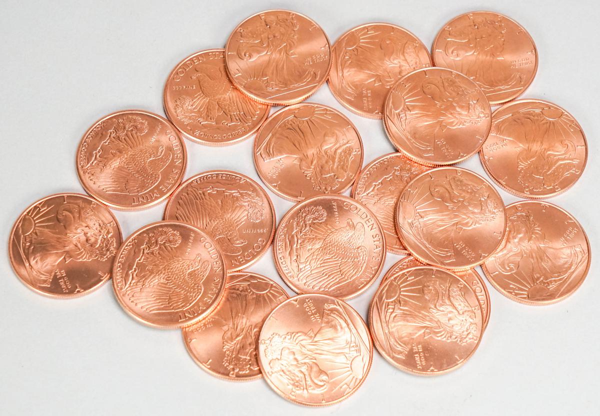 19 Walking Liberty 1/2oz Copper Rounds