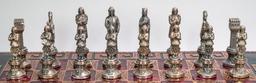 Italian Brevettato Cast  Chessmen w/ Metal Embossed Board