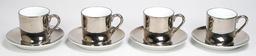 Fitz & Floyd George Jensen Silver Colored Demitasse Cups, Set of 4