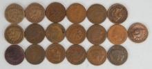 19 Indian Head Pennies; Various Dates/Mints