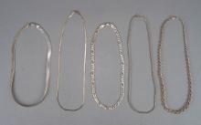 5 Silver Chains - Necklaces