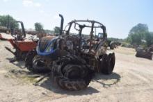 NH T6125 C/A 4WD BURNT 1800HRS SALVAGE (WE DO NOT GUARANTEE HOURS)