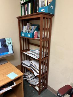 WOOD BOOKCASES WITH CONTENTS INCLUDING BOOKS