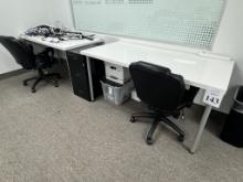 OFFICE DESK WITH (2) OFFICE ROLLING CHAIRS