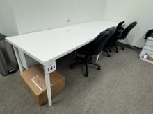 OFFICE DESK WITH (2) OFFICE ROLLING CHAIRS