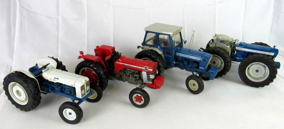 Lot (4) Vintage ERTL 1/16 Scale Diecast Tractors. Ford, Massey