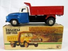 Antique Asahi Japan Tin Friction Isuzu Dump Truck 9" MIB