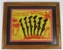 Vintage Zulu-Lulu Nude Lady "Native" Drink Stirs Store Display Framed