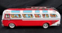 Excellent Vintage Tin Battery Op 14" Bus- Japan