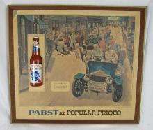 Vintage 1960's Pabst Blue Ribbon - Auto Racing Beer Sign 11 x 26"