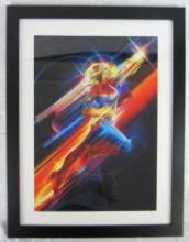 Sideshow Captain Marvel Ltd. Edition Fine Art Print- Signed by Orlando Arocena- Framed