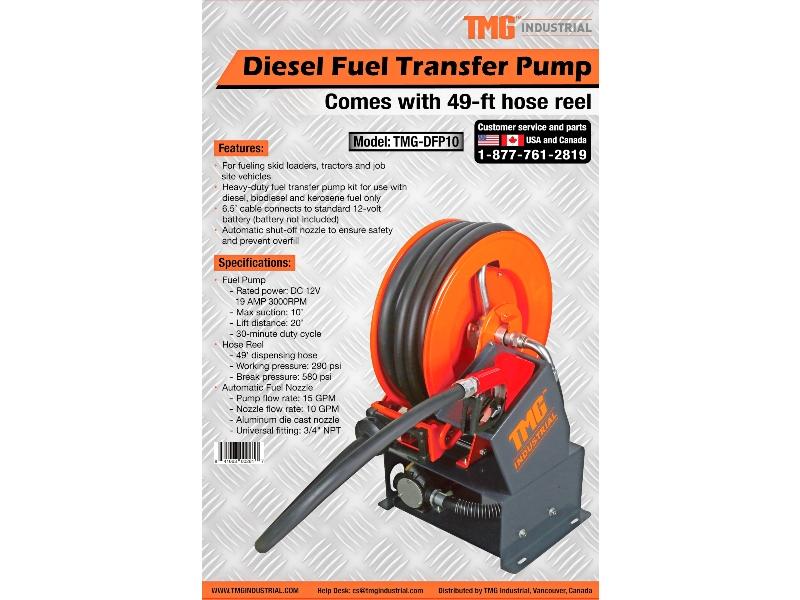 New TMG-DFP10 Fuel Pump with Hose Reel