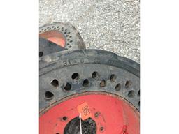 4 Solid Rubber 10-16.5 Skid Steer Tires & Rims
