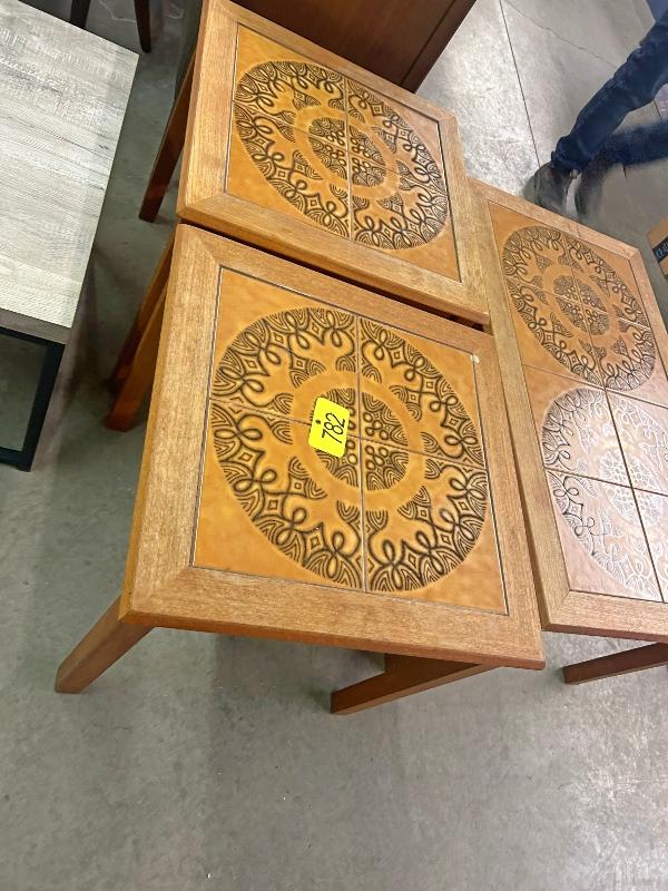 3 Teak & Tile Top Tables Made In Denmark