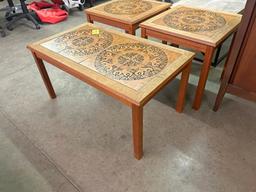 3 Teak & Tile Top Tables Made In Denmark