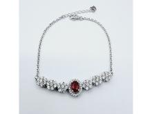 Sterling Silver Natural Enhanced Ruby (0.73ct) With CZ (0.80ct) Bracelet