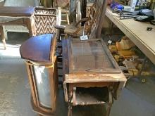 Tea Wagon, Rocking Chair, Bow Front China Cabinet & Sewing Machine