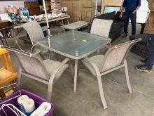 Glass Top Patio Table & 4 Chairs