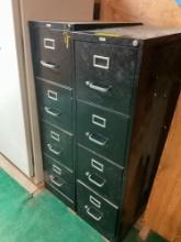 Hirsh four drawer metal file cabinets with keys. 2 pieces