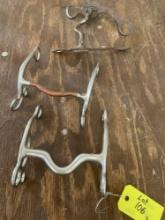 Stainless steel horse bits. 3 pieces