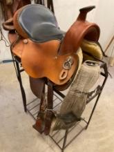 15.5" Crest Ridge Saddlery Ardent Series horse saddle , 34' cinch & saddle bag