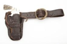 Custom tooled Cartridge Belt and matching Double Loop Holster marked "Hand Crafted by R. B. Beard",